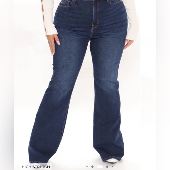 Fashion Nova Dark Blue flare leg Jeans - Picture 2 of 5